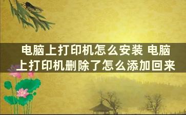 电脑上打印机怎么安装 电脑上打印机删除了怎么添加回来